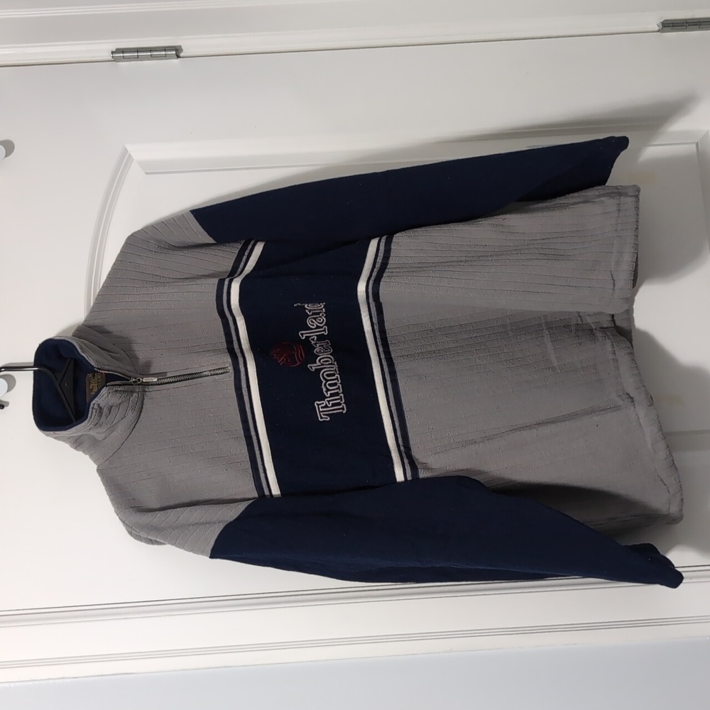 Navy Blue and Grey Timberland WeatherGear Men's 1/4 Vintage Fleece
